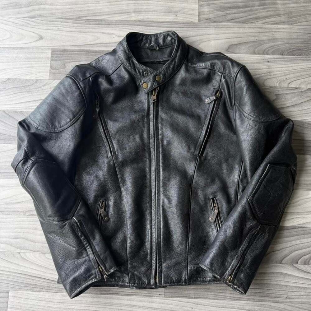 Vintage Y2K Black Leather Biker Jacket